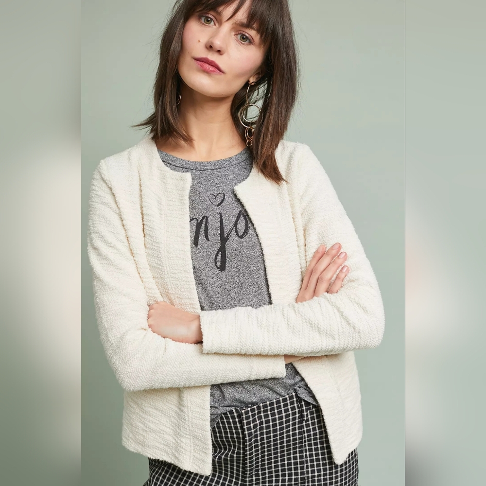 Anthroplogie t.la Ivory Jackie Textured Cardigan / Jacket - Size M